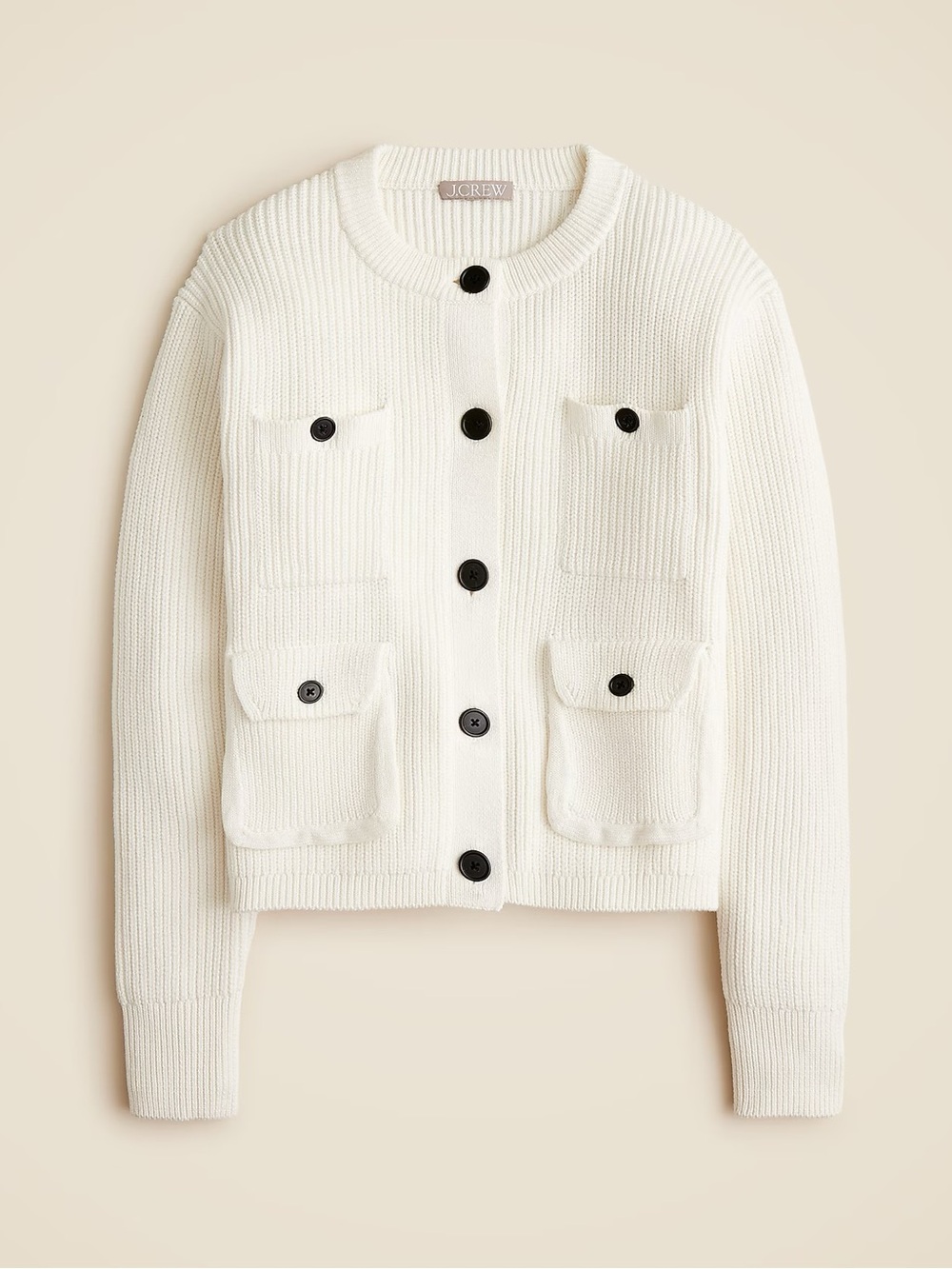 J. Crew Cream Four-pocket Cardigan M